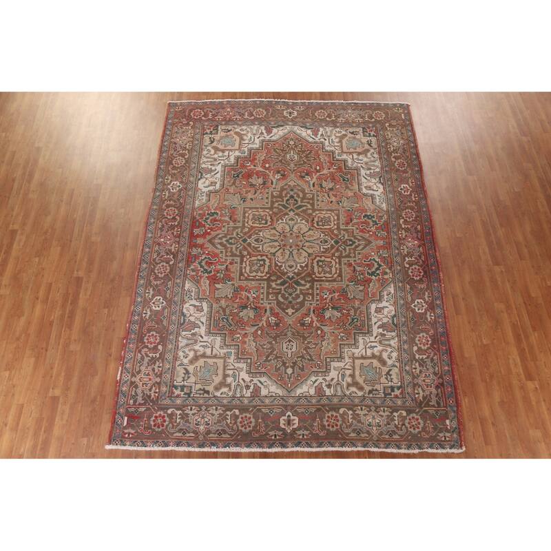 Hand Knotted Oriental 100% Wool Carpet Traditional Medallion Red Heriz Area Rug - 11' 5'' X 8' 5''