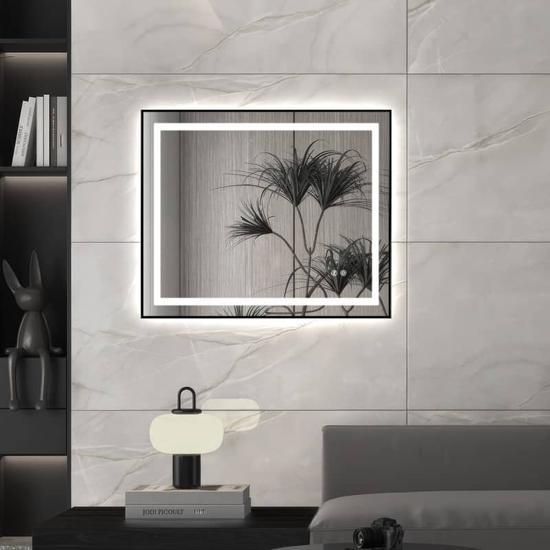 Yulika 30" x 36" LED Bathroom Mirror for Wall Dimmable Vanity Mirror with Lights Memory Smart Mirror - 30x36in
