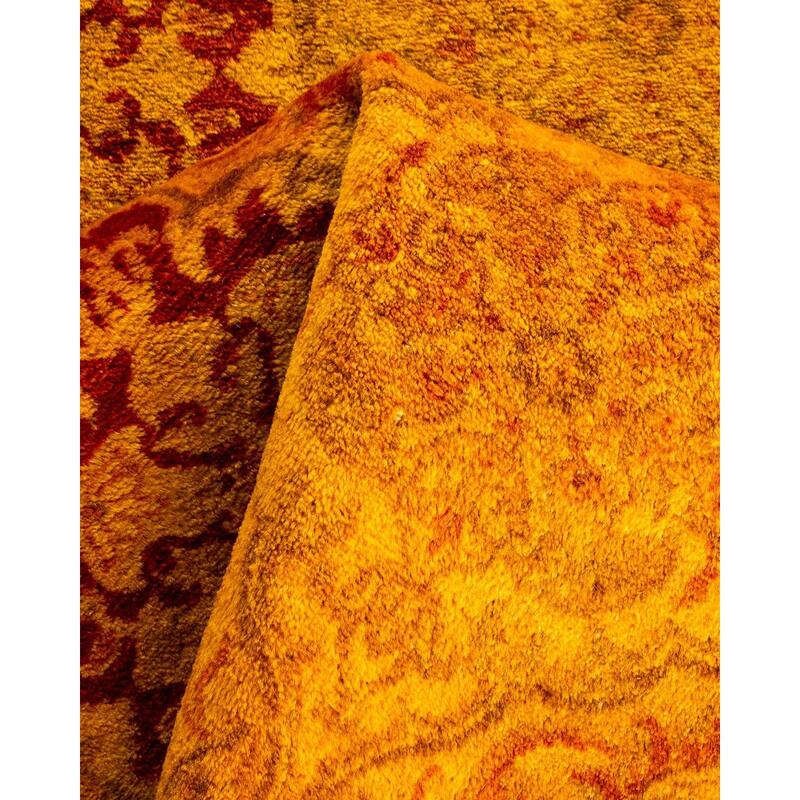 Overton Hand Knotted Wool Vintage Inspired Modern Contemporary Overdyed Gold Runner Rug - 2' 6" x 9' 4"