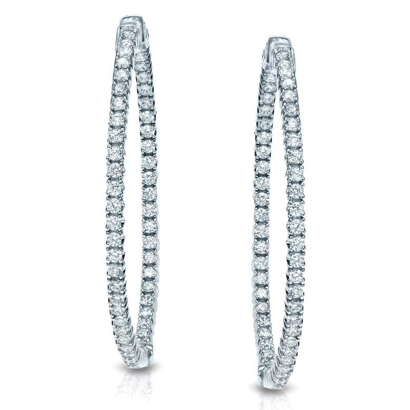 Auriya 14k Gold 1 1/2ctw Large Diamond Hoop Earrings - 1.75-inch (H-I, SI1-SI2) - White Gold