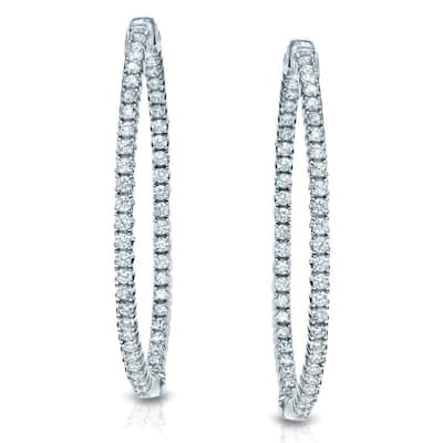 Auriya 14k Gold 1 1/2ctw Large Diamond Hoop Earrings - 1.75-inch (H-I, SI1-SI2)