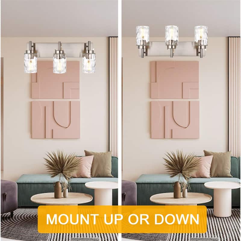 3-Light Vanity Light with Hammered Glass