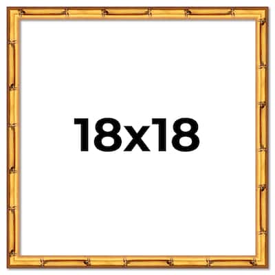 18x18 Frame Gold Bamboo Solid Wood Picture Frame | 1 Inch Moulding