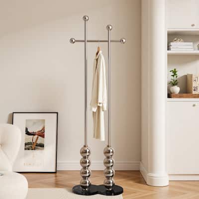 Metal Freestanding Coat Rack with Heavy Duty Marble Base - 70"H x 19.7"W (top) × 17.7"(base) x 9.8"D
