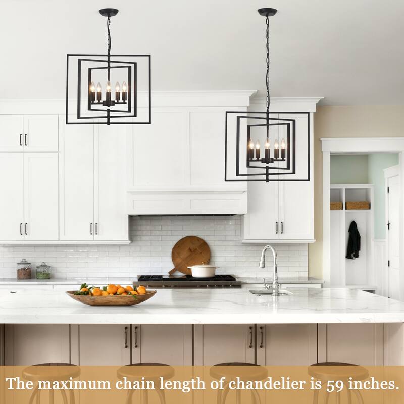 21.65inch 5 Lights Modern Chandelier with Metal Frame 360 Degree Adjustable for Different Rooms