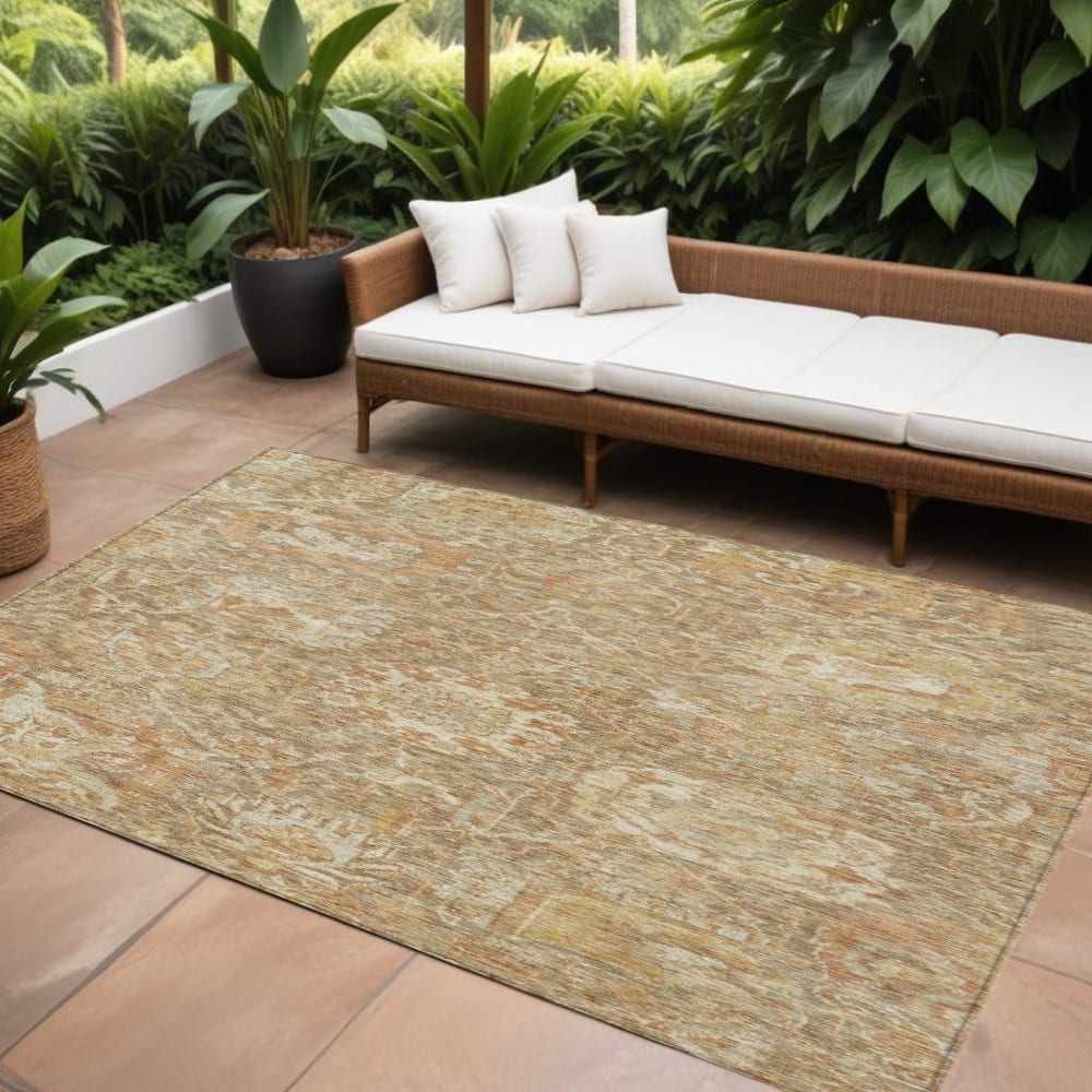 HomeRoots Damask Traditional Rectangle Outdoor Rug