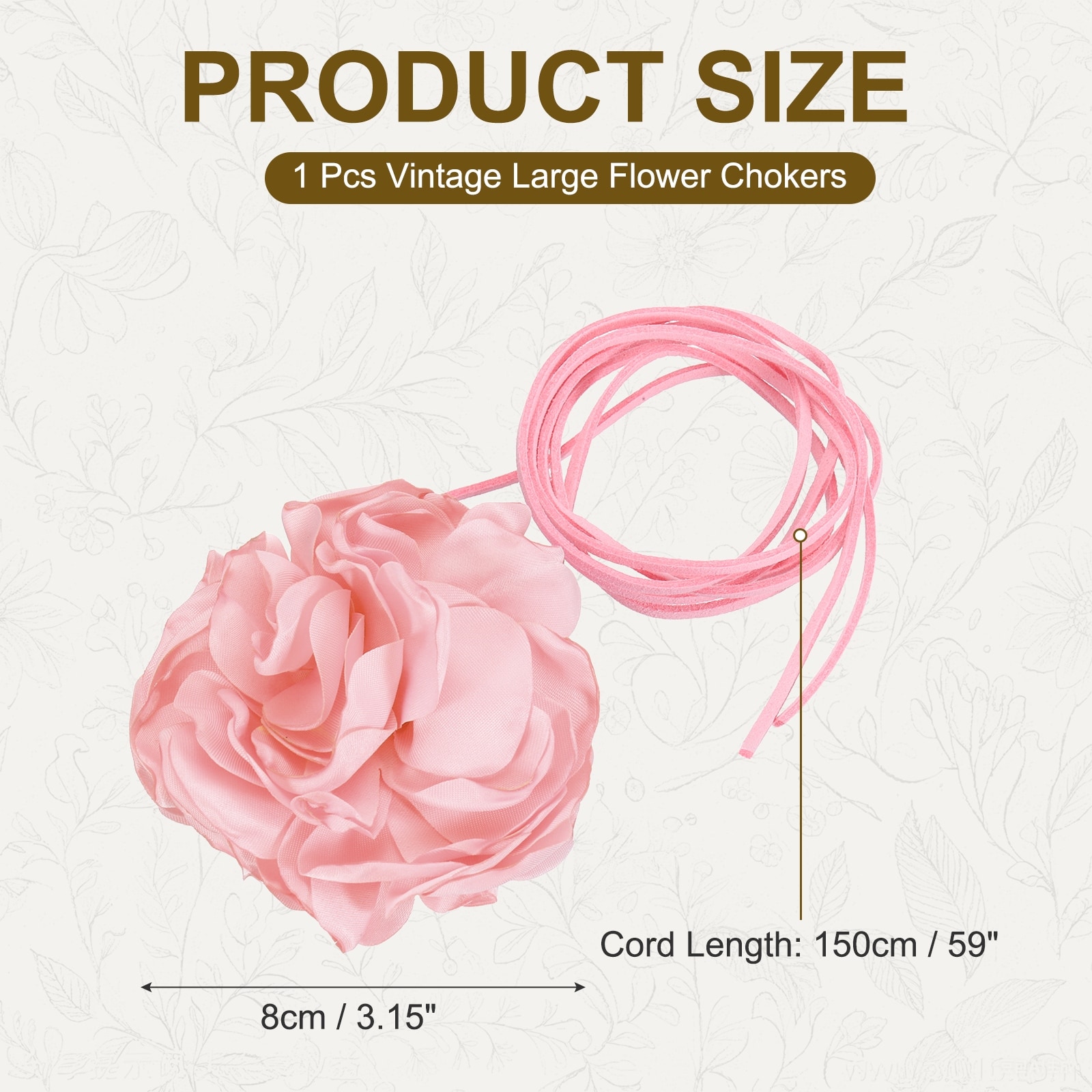 Flower Chokers Necklace for Women, Large Velvet Flower Chokers Adjustable Long Wrap Floral Necklaces for Wedding Prom