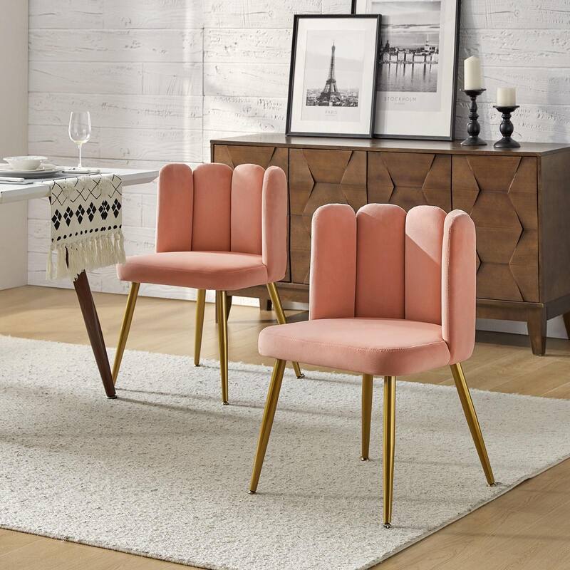 Anjela Side Chair with Tufted Back Set of 2 - PINK