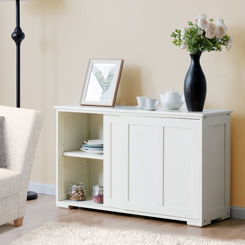 Kitchen Sideboard Buffet Wooden Storage Cabinet with Sliding Doors
