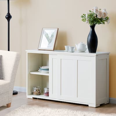 Kitchen Sideboard Buffet Wooden Storage Cabinet with Sliding Doors
