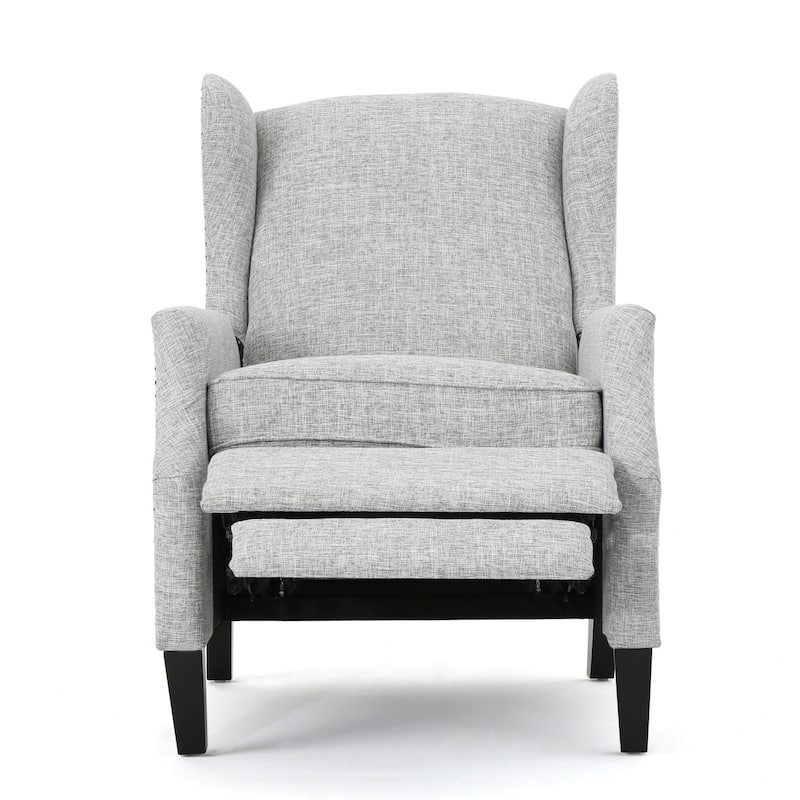 Nora Manual Recliner Lounge Chair, Wingback, Nailhead Trim, Gray