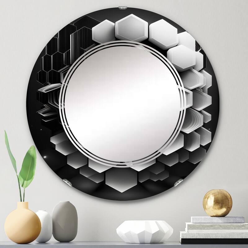 Designart 'Abstract Geomtric Black And White I' Printed Modern