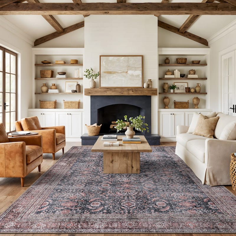 World Rug Gallery Vintage Inspired Machine Washable Non Slip Area Rug
