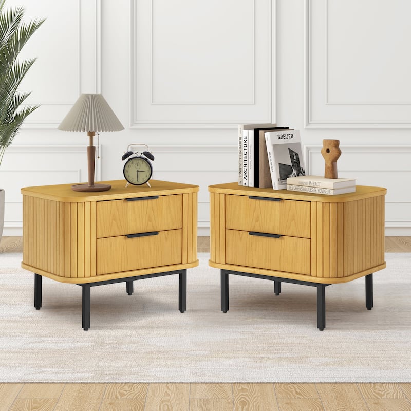 2-Drawer Nightstand Wood End Table