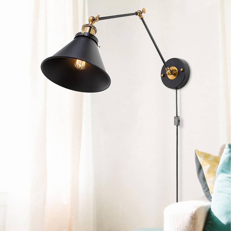 Modern Farmhouse Transitional 1-light Swing Arm Lights Wall Sconces Lamp