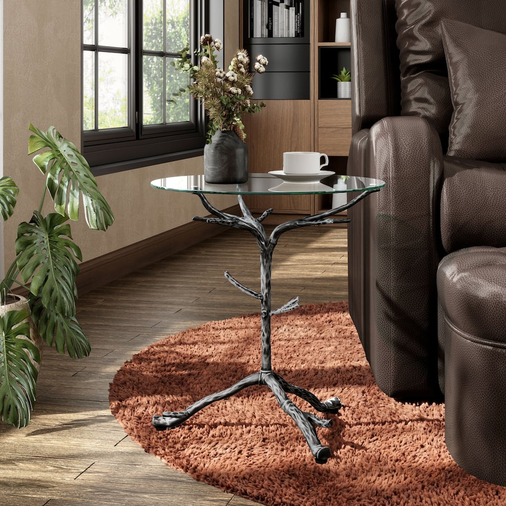 247 Shop At Home Lalia Modern Hammered Metal Tree Branch Side Table