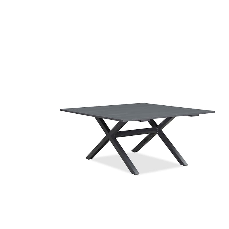 PURPLE LEAF Outdoor Lightweight Aluminum Patio Dining Tables-1 Table - Grey-square(9 Pieces-2)