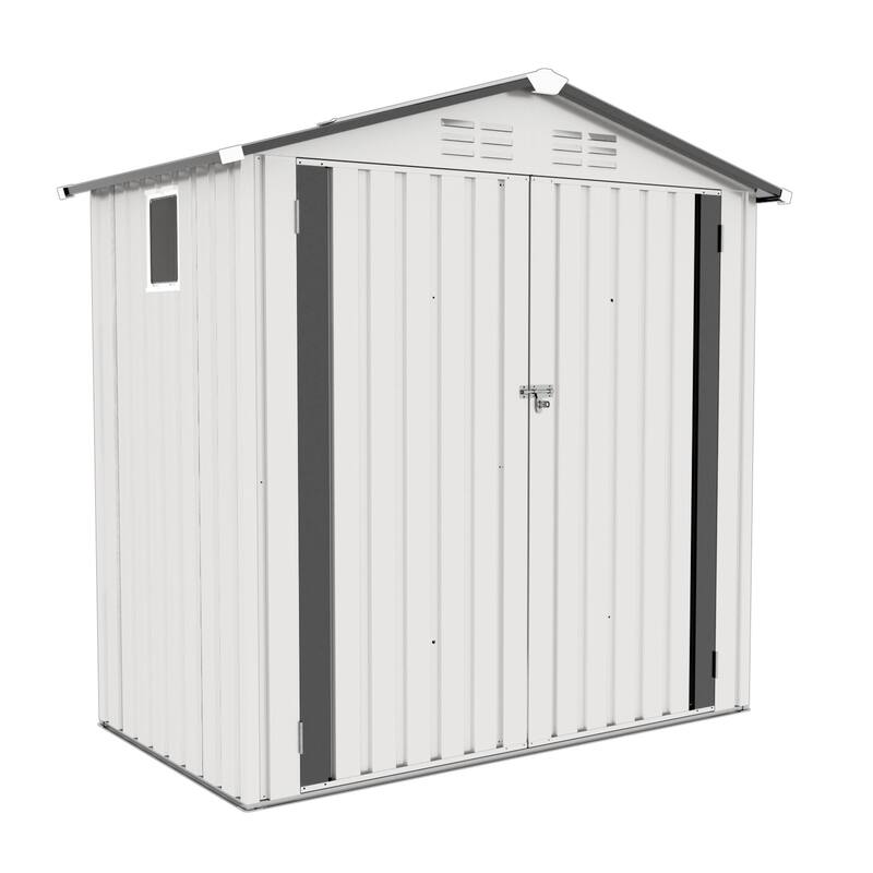6X3.5FT Metal Storage Shed - White+Grey