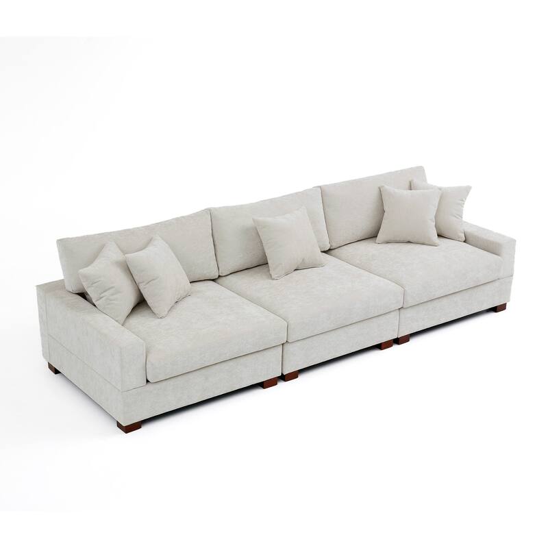 Modern Upholstered Chenille Modular Sectional Sofa with Pillow