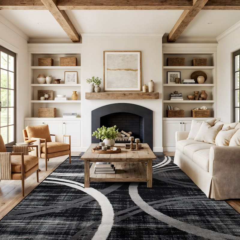 World Rug Gallery Contemporary Abstract Circles Design Area Rug