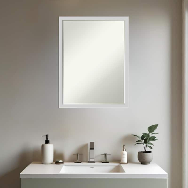 Incline Half-Inch-Bevel Wood Framed Bathroom Vanity Wall Mirror