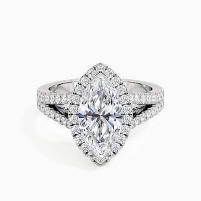 Auriya 14k Gold Marquise Lab Grown Halo Split-Shank Engagement Ring 1.00 to 5.00 ct. tw. (F-G, VS)