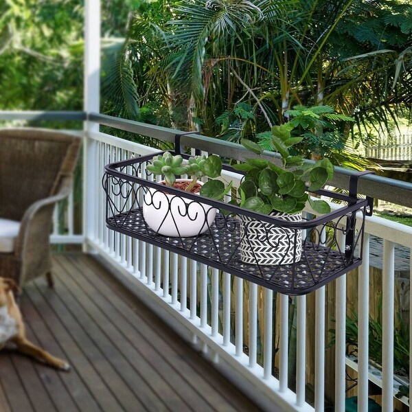 Balcony Railing Flower Pot Shelf Hanging Basket Holder - Bed Bath