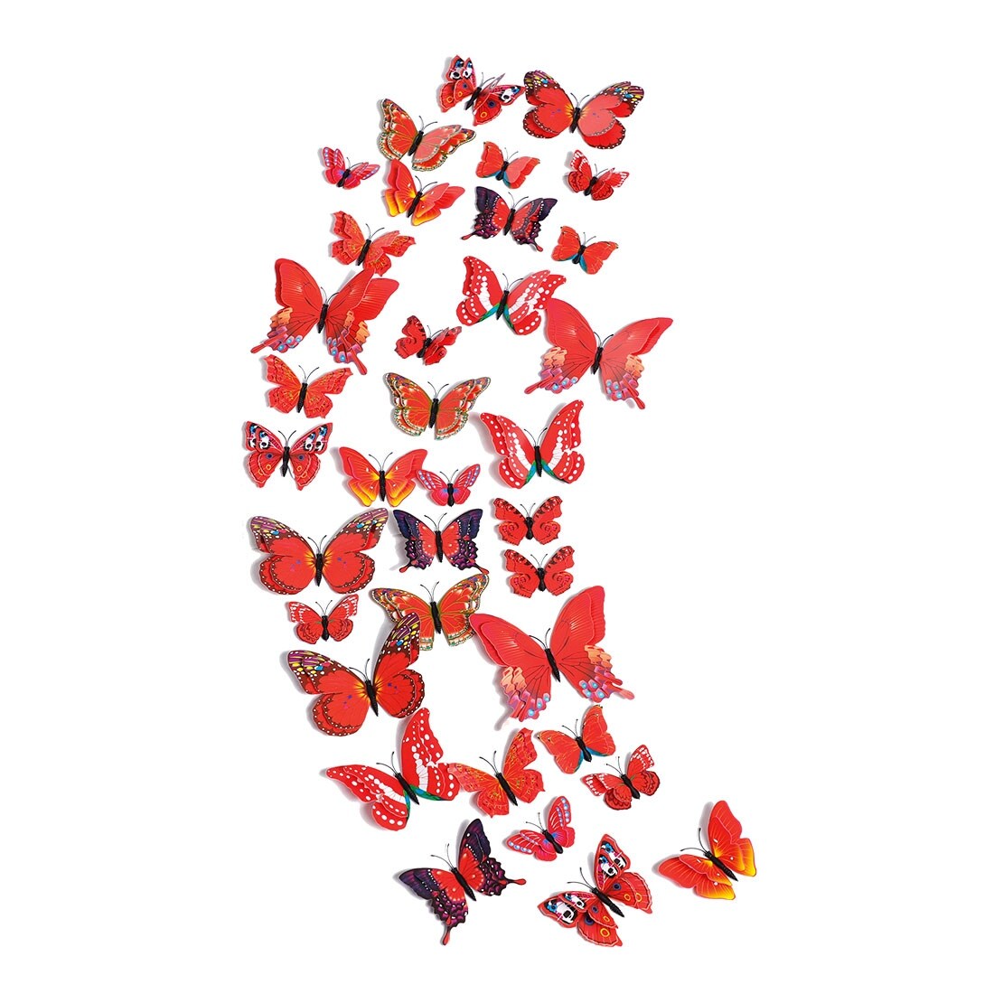 Shop 36pcs 3d Butterfly Wall Stickers For Room Decoration Red