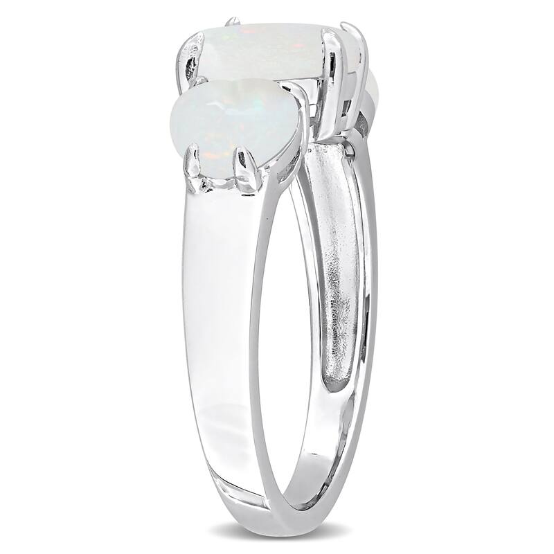 Miadora 2 1/5ct TGW Opal 3-Stone Heart Ring in Sterling Silver