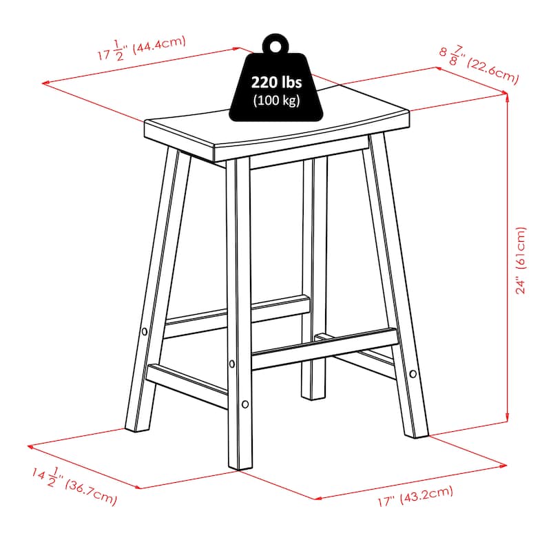 Satori Saddle Seat 24" Counter Stool, Rustic Green and Walnut - N/A