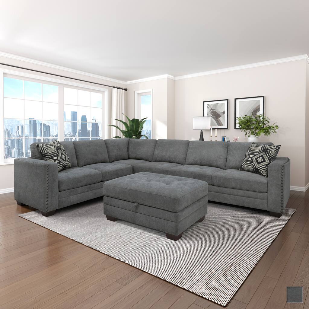 Riverdale 3-Piece Sectional Sofa and Ottoman Set