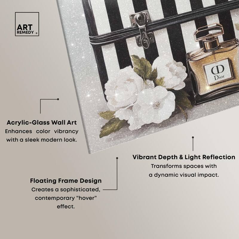 Frenchie Luggage Flowers Acrylic by Art Remedy, Ready to Hang