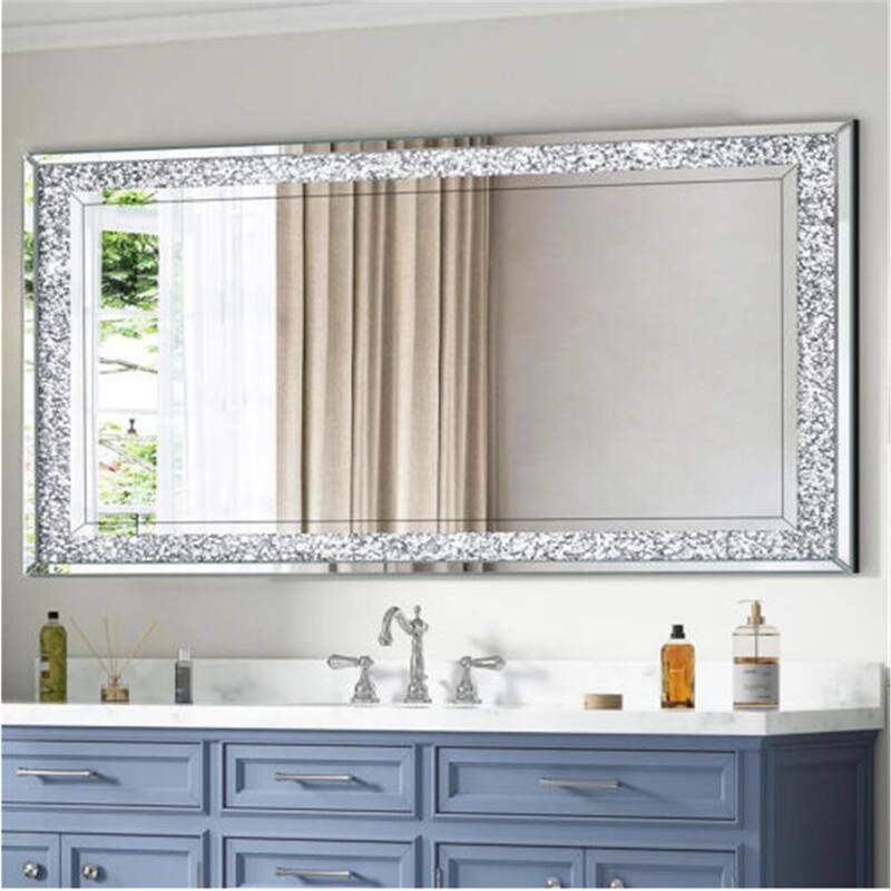 Luxury Stylish Wall Mirror w/Crushed Diamond for Living Room Bedroom