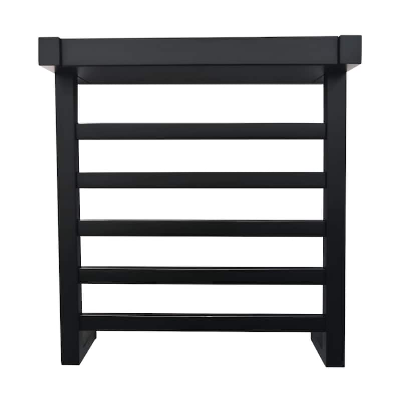 Markus Stainless Steel Wall Mount Towel Rack with Shelf in Matte Black - Matte Black