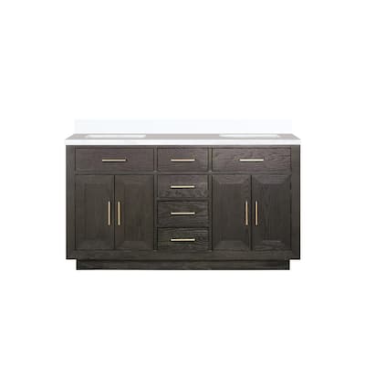 Abbey 60 in W x 22 in D Black Oak Double Bath Vanity and Cultured Marble Top