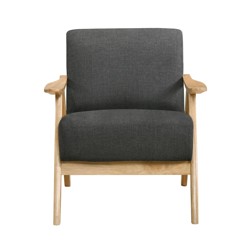 Solid Wood Frame Upholstered Armchair - Dark Gray