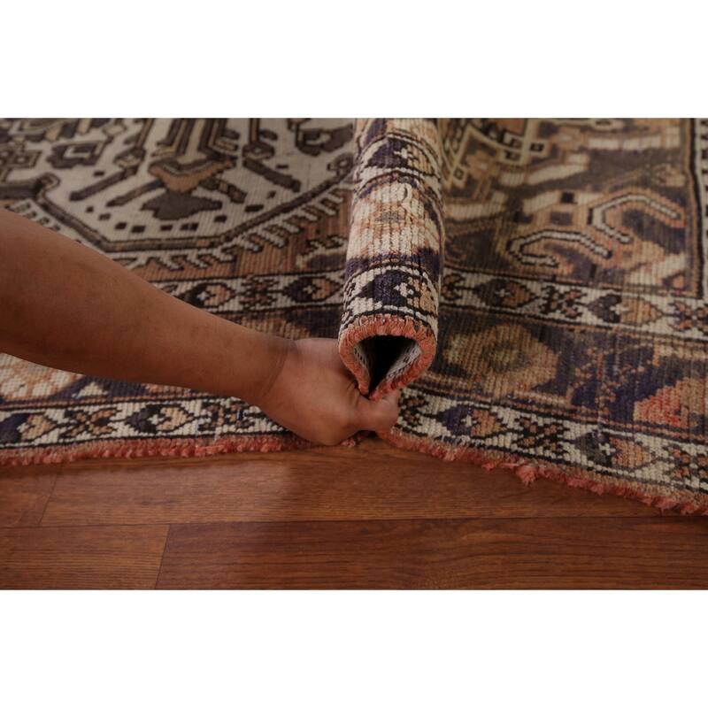 Geometric Bakhtiari Persian Vintage Rug Handmade Wool Carpet - 4'7" x 6'6"