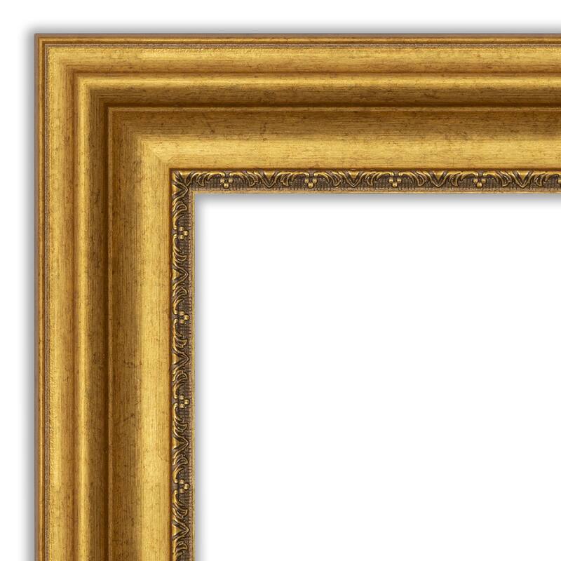 Parlor Gold Framed Non-Beveled Custom Wall Mirror, Bathroom Vanity Mirror