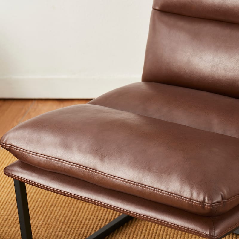 Glitzhome 30.25"H Modern Soft PU Leather Armless Accent Chair