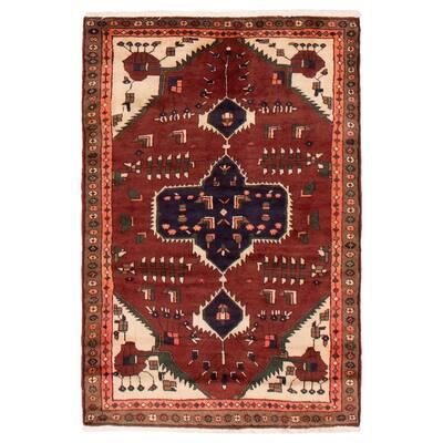ECARPETGALLERY Hand-knotted Andelz Red Wool Rug - 3'8 x 5'3