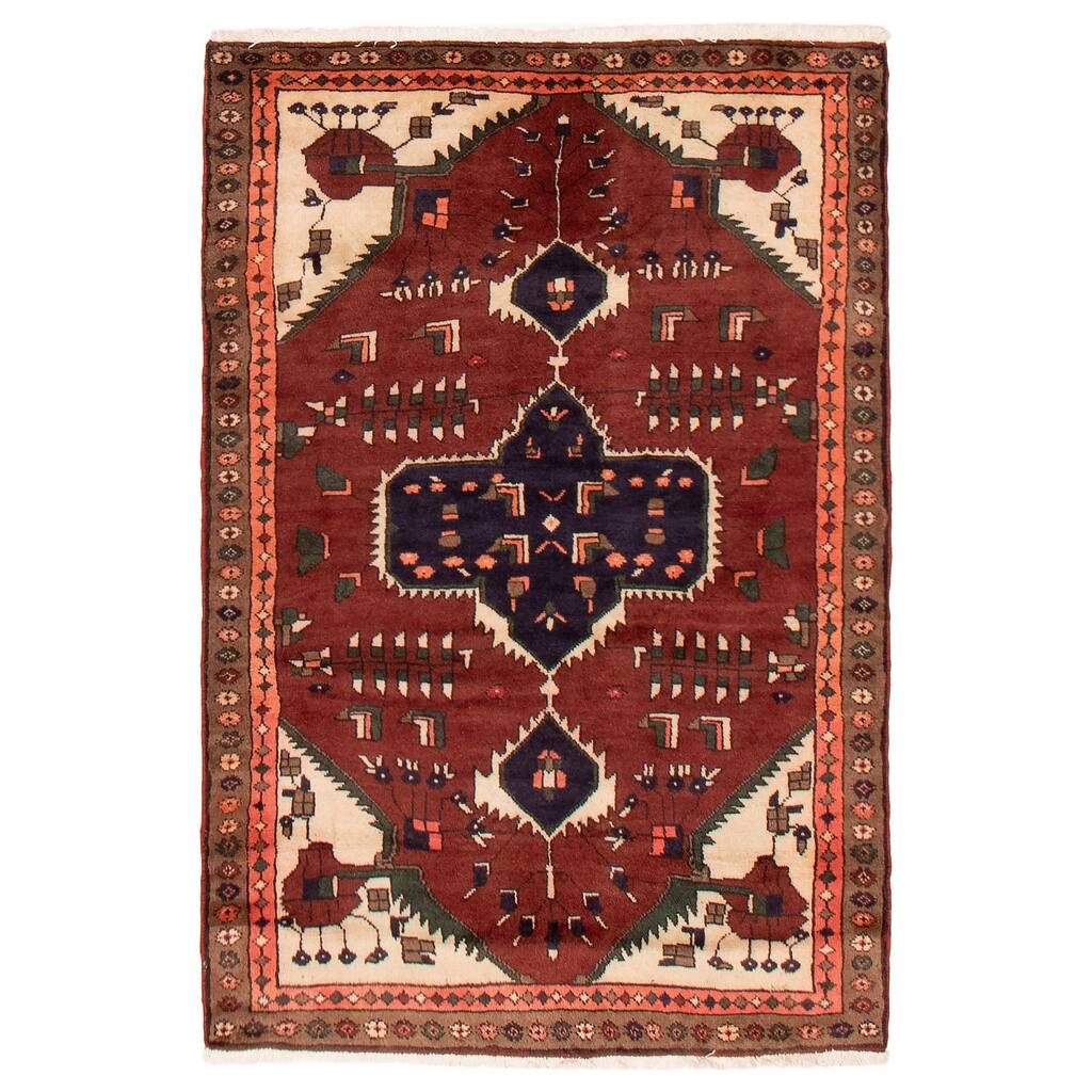 ECARPETGALLERY Hand-knotted Andelz Red Wool Rug - 3'8 x 5'3