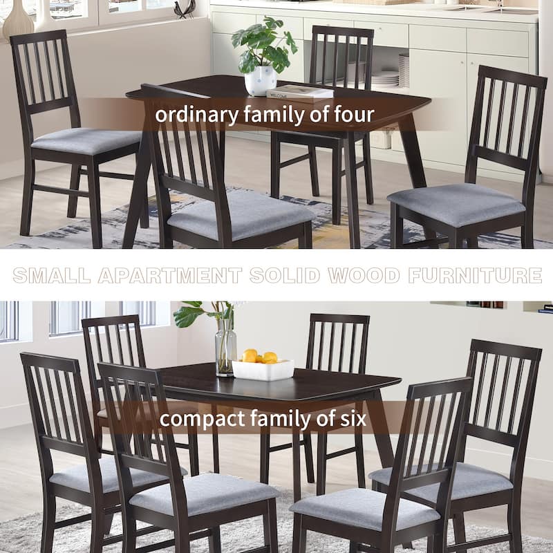 Modern Dining Table 48 Inch Kitchen Table with Solid Wood Leg Espresso/Oak
