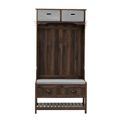 U-Can Hall Tree with 6 Hooks and Hinged Lid