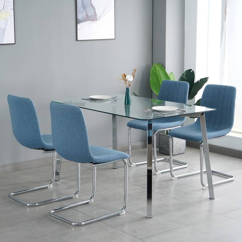 Modern/Simple Dining Chairs with Sliver Metal Base Set of 4