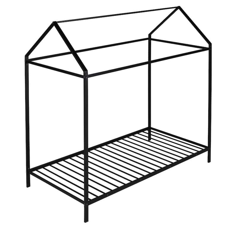 Twin Metal House Frame Bed with Floor