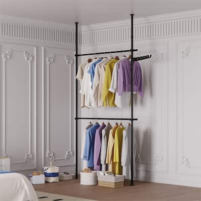 Metal Adjustable Height Clothing Hanging Rack