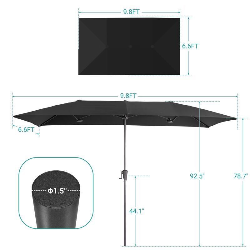 BONOSUKI 11x7/10x6.5ft Double-Sided Patio Umbrella with Large Canopy Outdoor Table Umbrella for Garden
