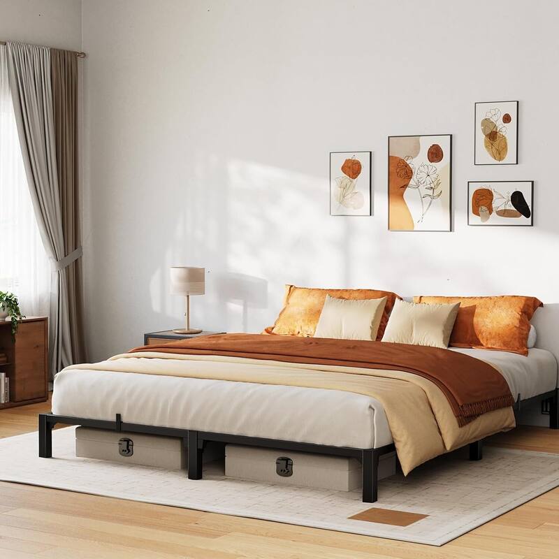 8 Inch Metal Platform Bed Frame Easy Assembly Bed Base for Bedroom and Home Use - King