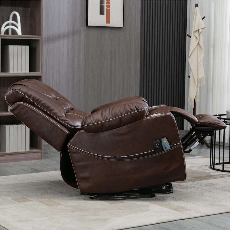 Power Lift Recliner Chair PU Leather with Massage and Heating Reclining Chair for Elderly
