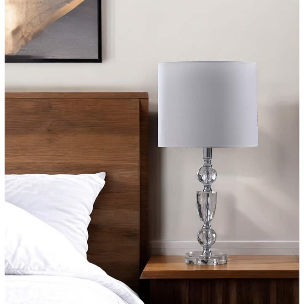 24 Inch Faux Crystal and Metal Table Lamp for Office and Living Room - 11.50" x 11.50" x 23.50"